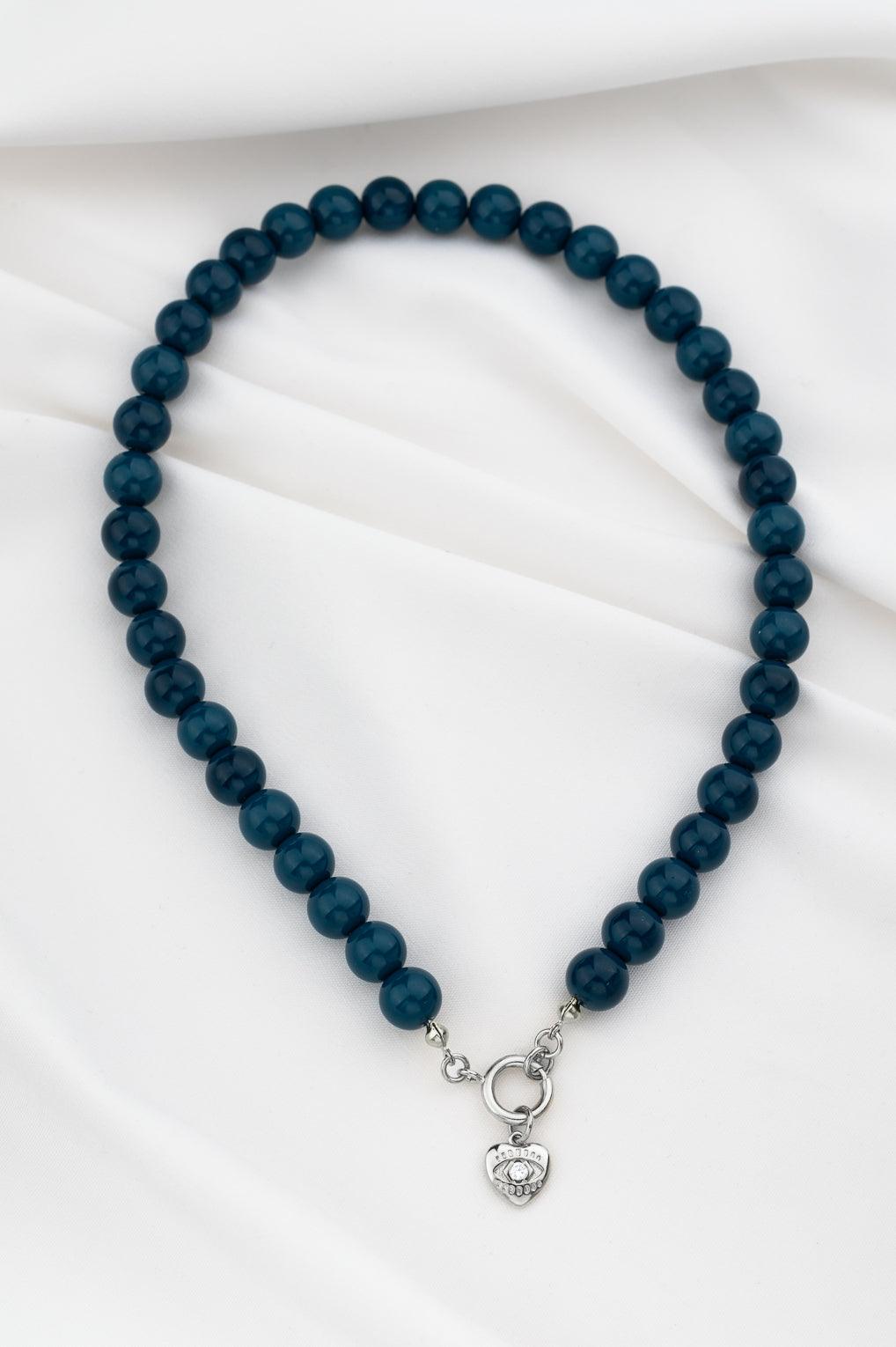 Lara Necklace Gold / 7 light blue / Sun