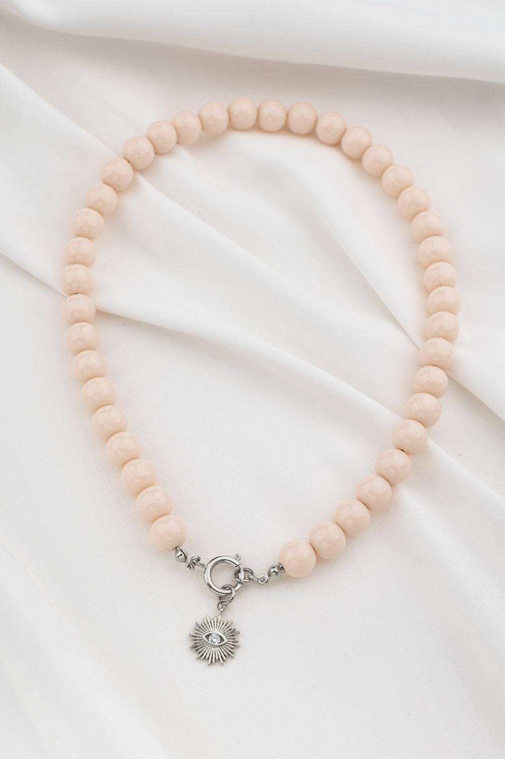 Lara Necklace Gold / 7 light blue / Sun