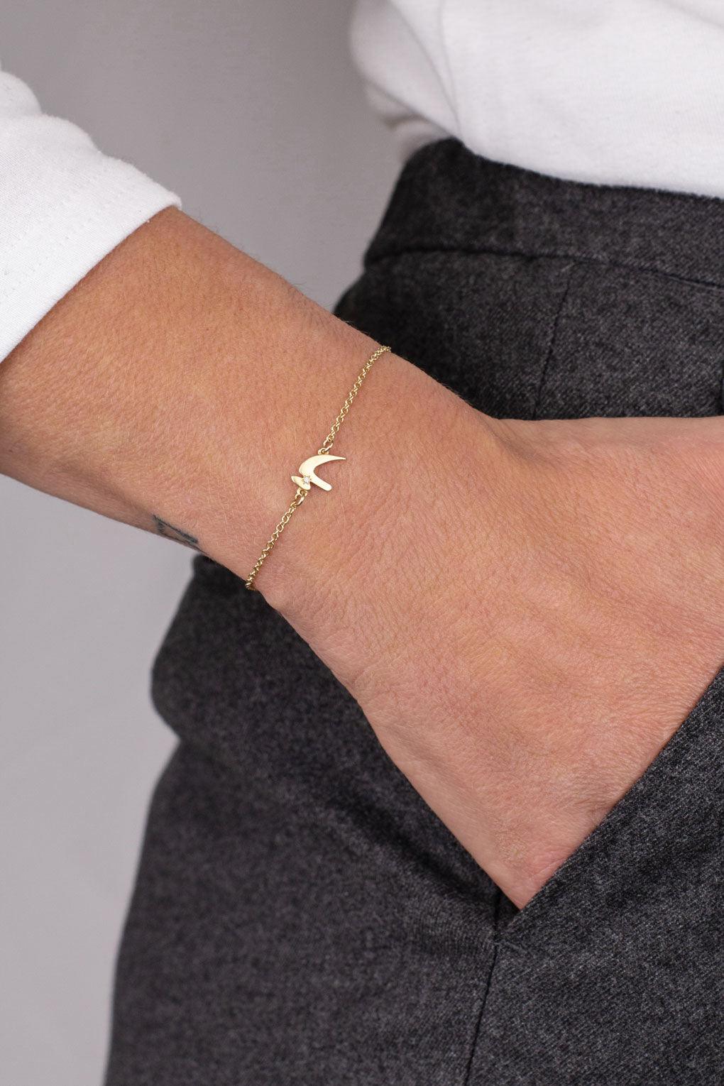 14K gold Chai Bracelet with diamond