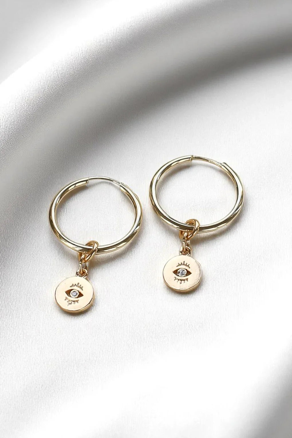 Scott Hoop Earrings with Three Pendants Set in 14K Gold