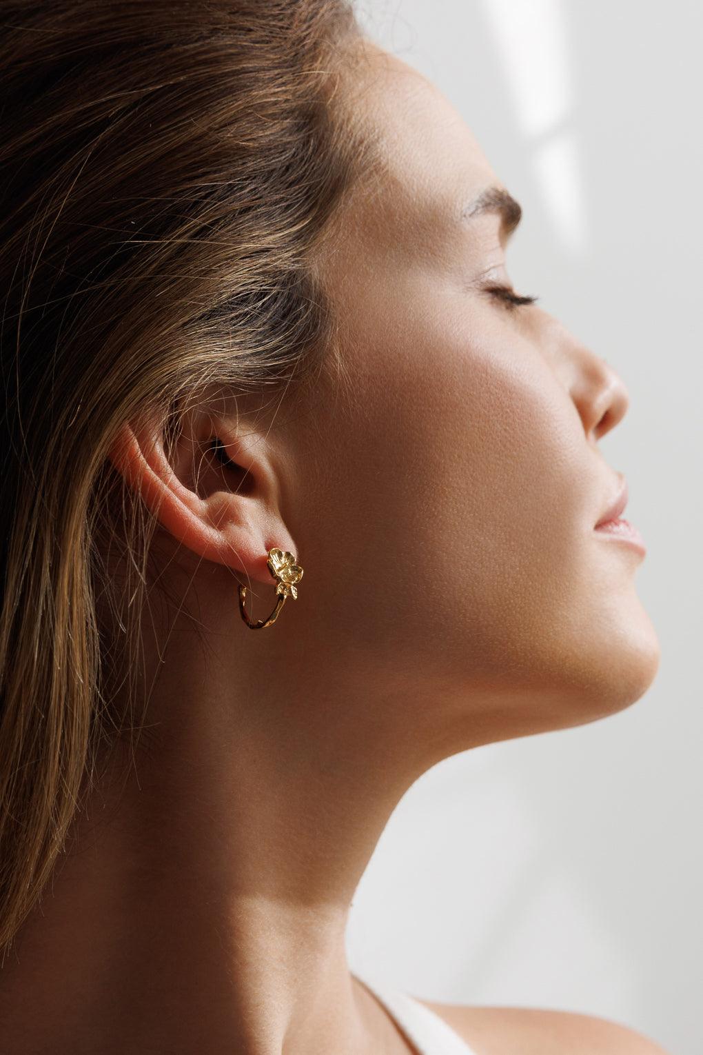 Flora Hoop Earrings Gold