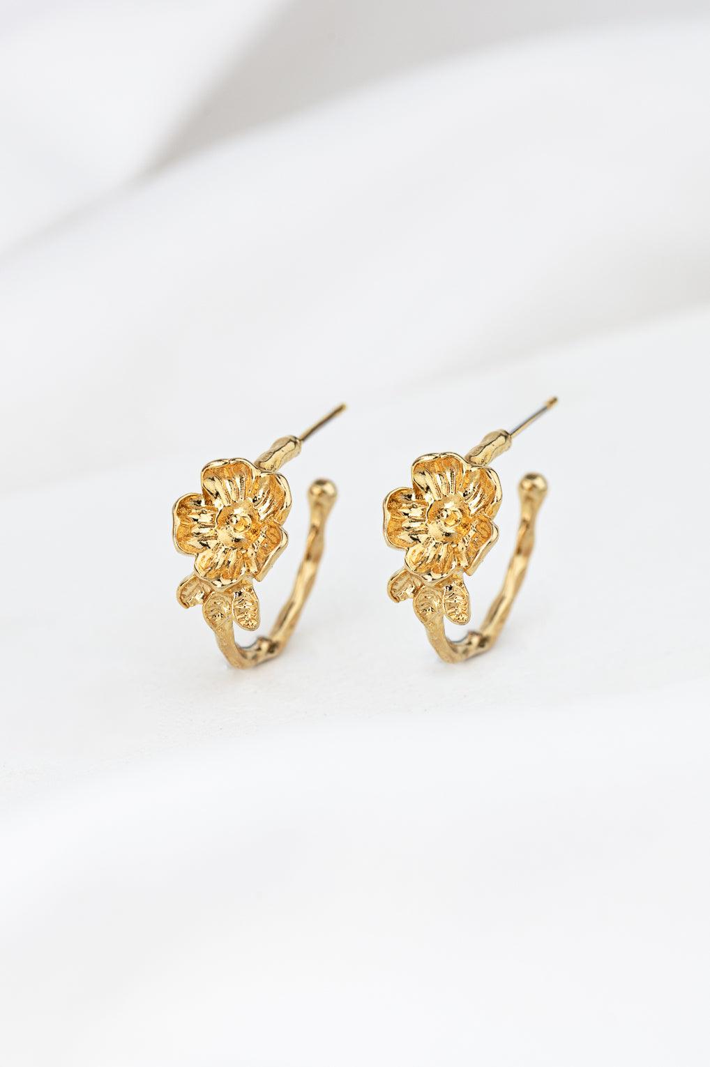 Flora Hoop Earrings Gold