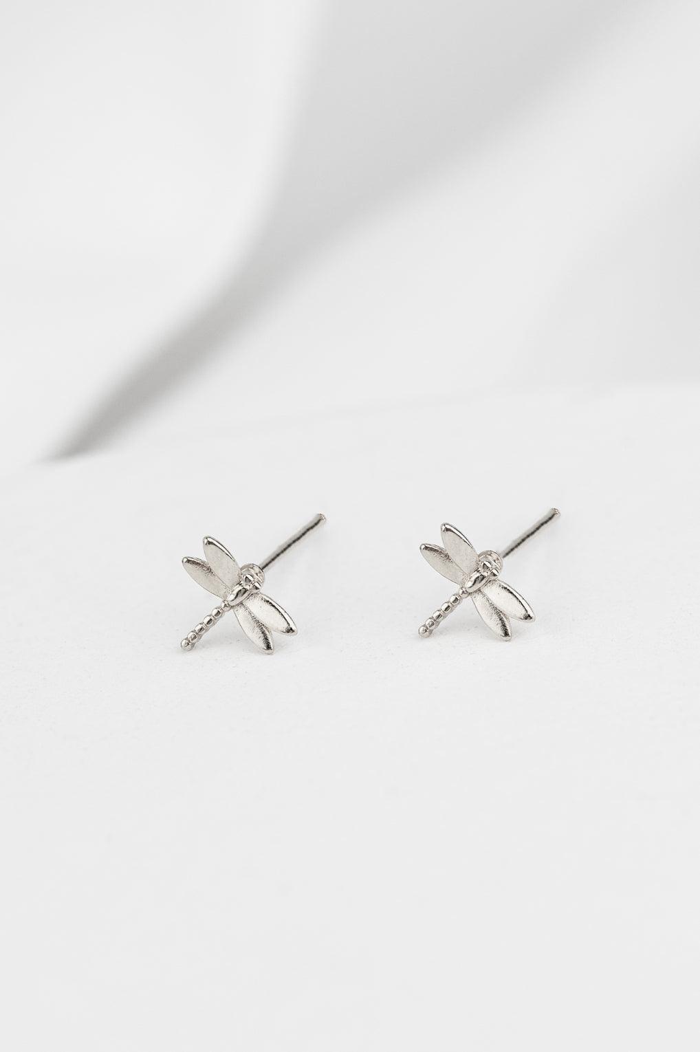Tiny Dragonfly Earrings Gold