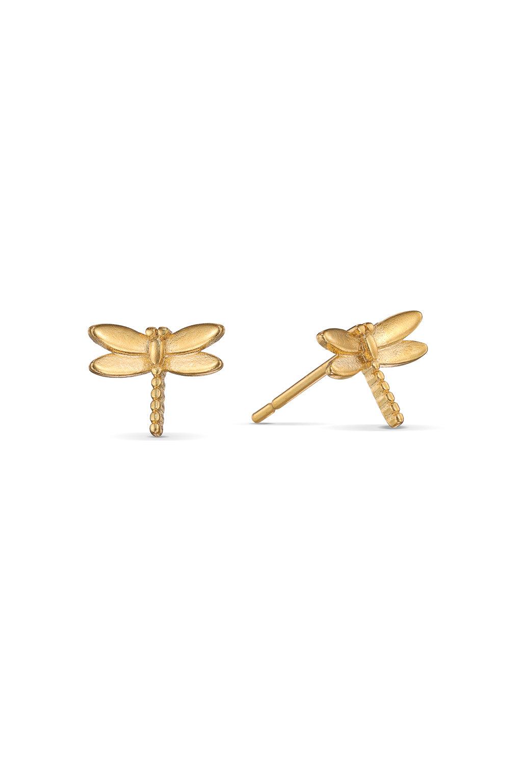 Tiny Dragonfly Earrings Gold