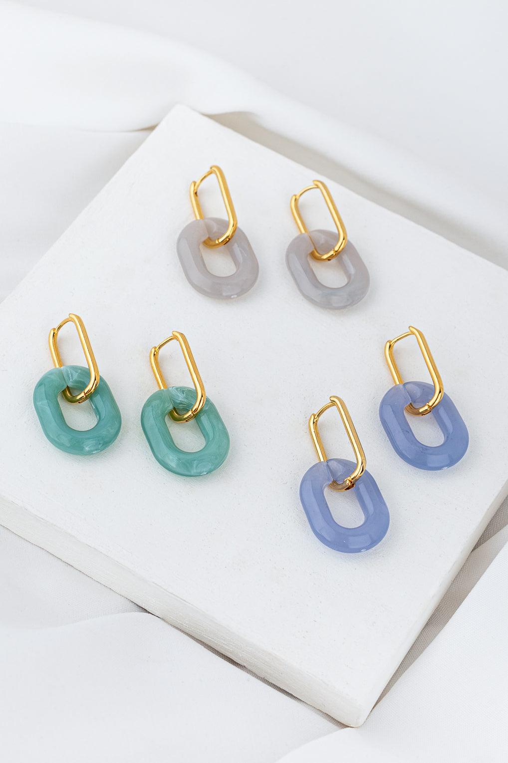 Una Earrings Gold / 7 light blue
