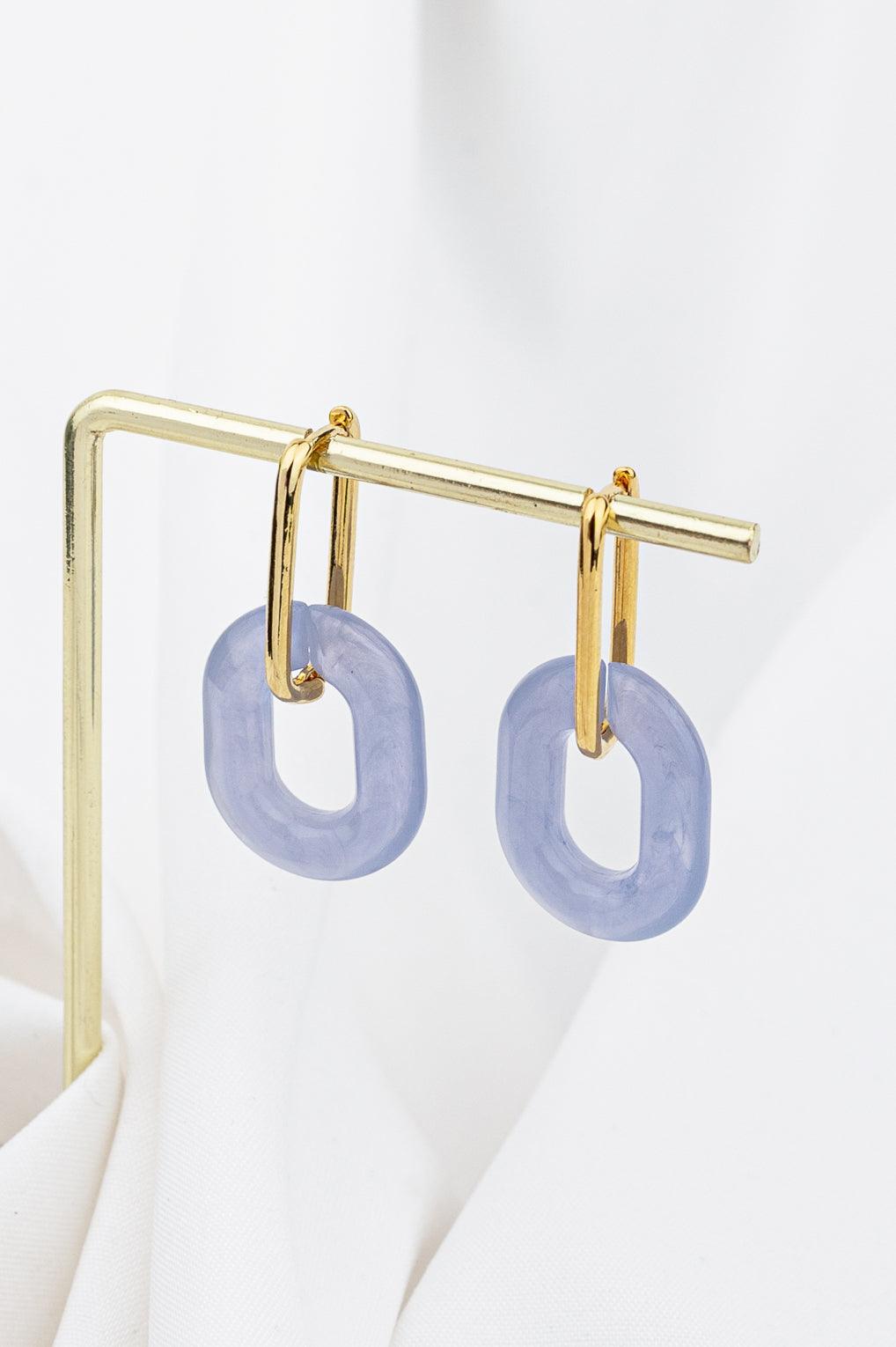 Una Earrings Gold / 7 light blue