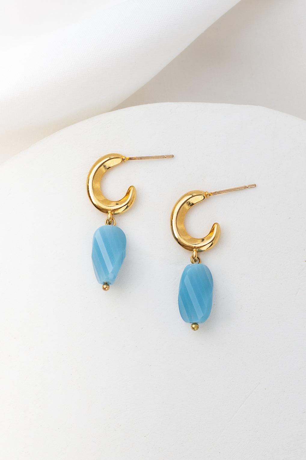 Olivia Earrings Gold / 7 light blue