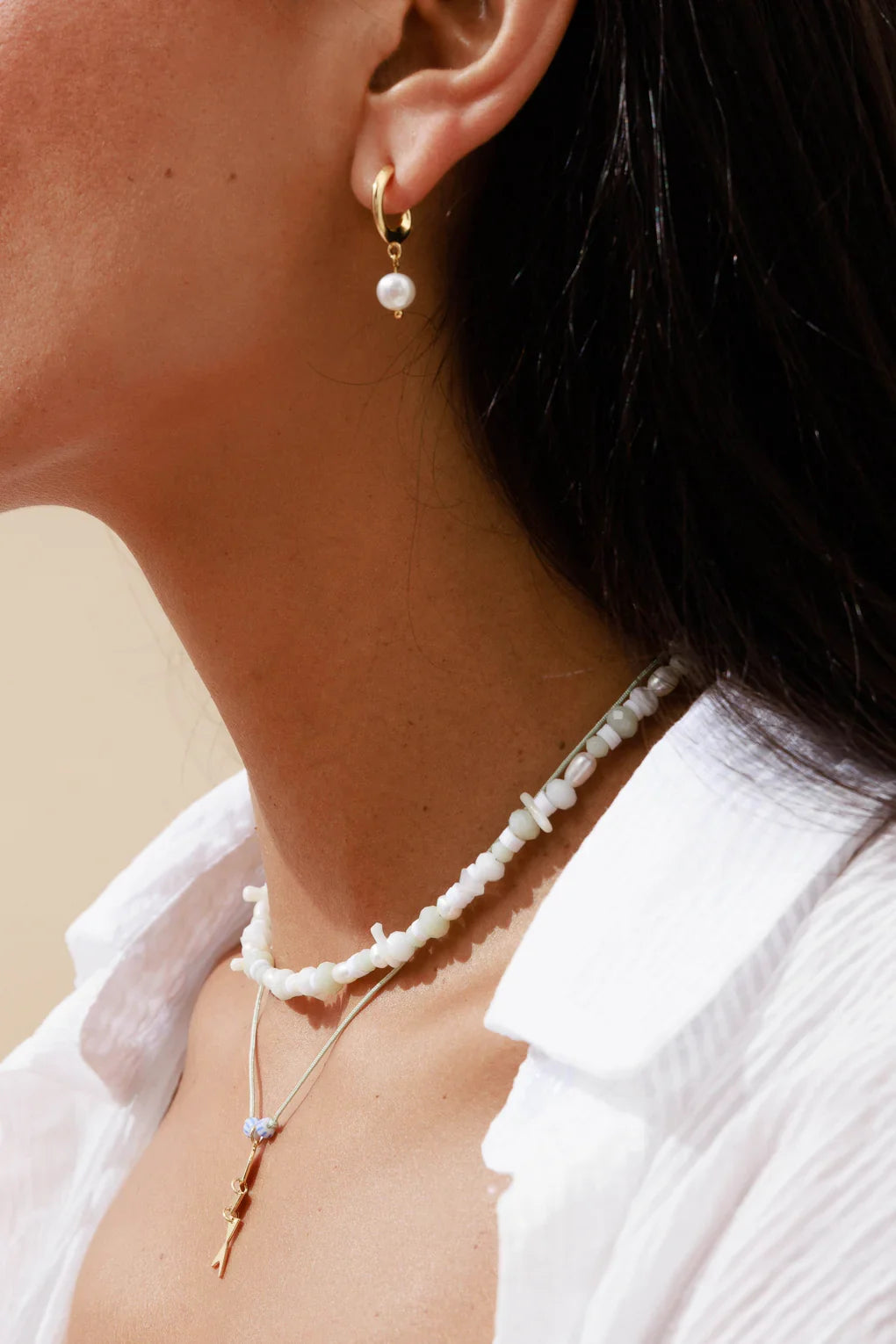 Luna Pearl Hoop Earrings