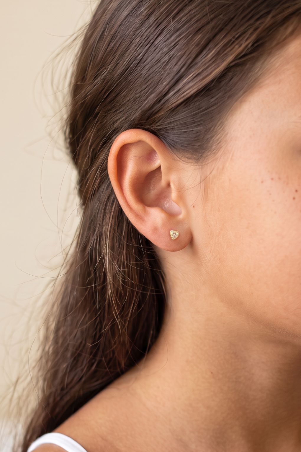 14K gold Sparkling Heart earrings for girls