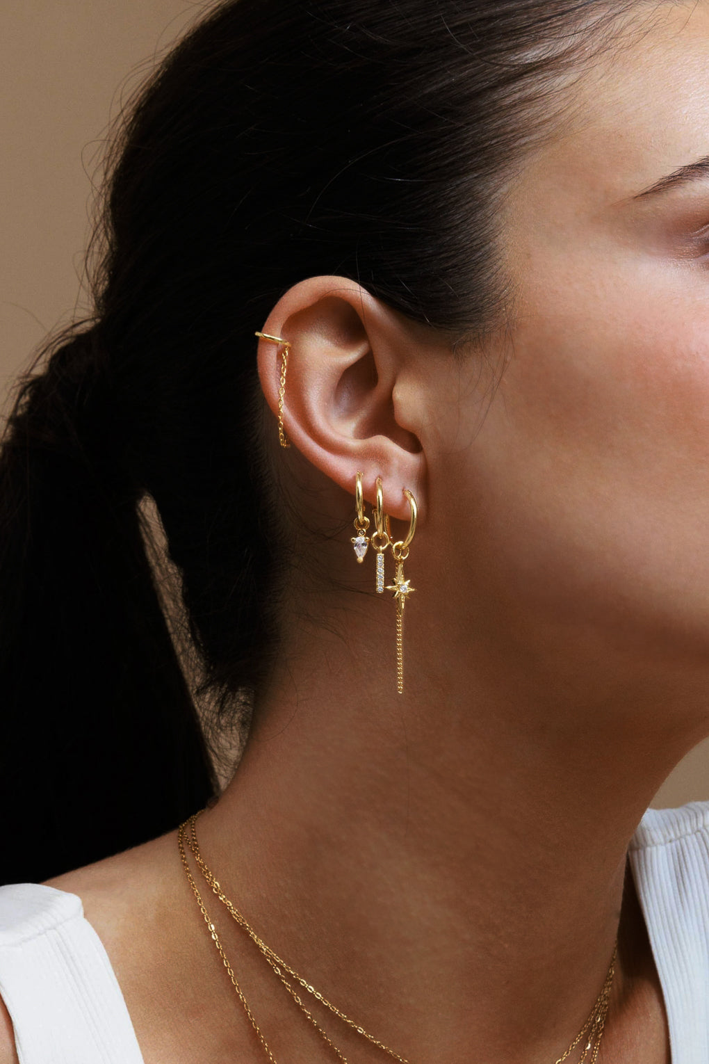 14k gold hoop earrings with replaceable pendants