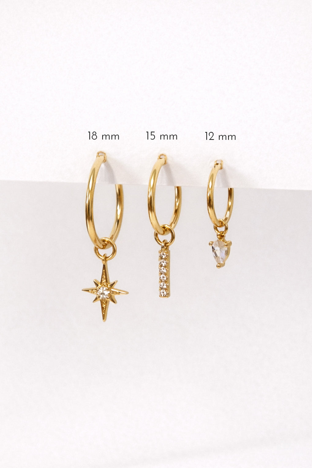 14k gold hoop earrings with replaceable pendants