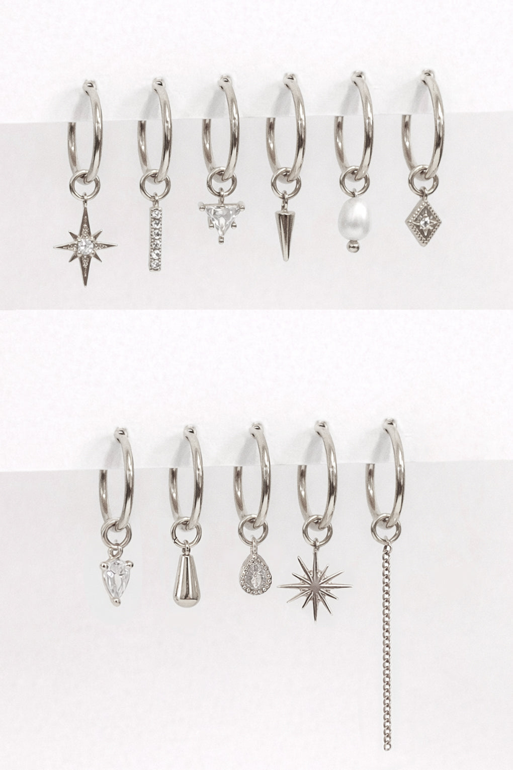 14k gold hoop earrings with replaceable pendants