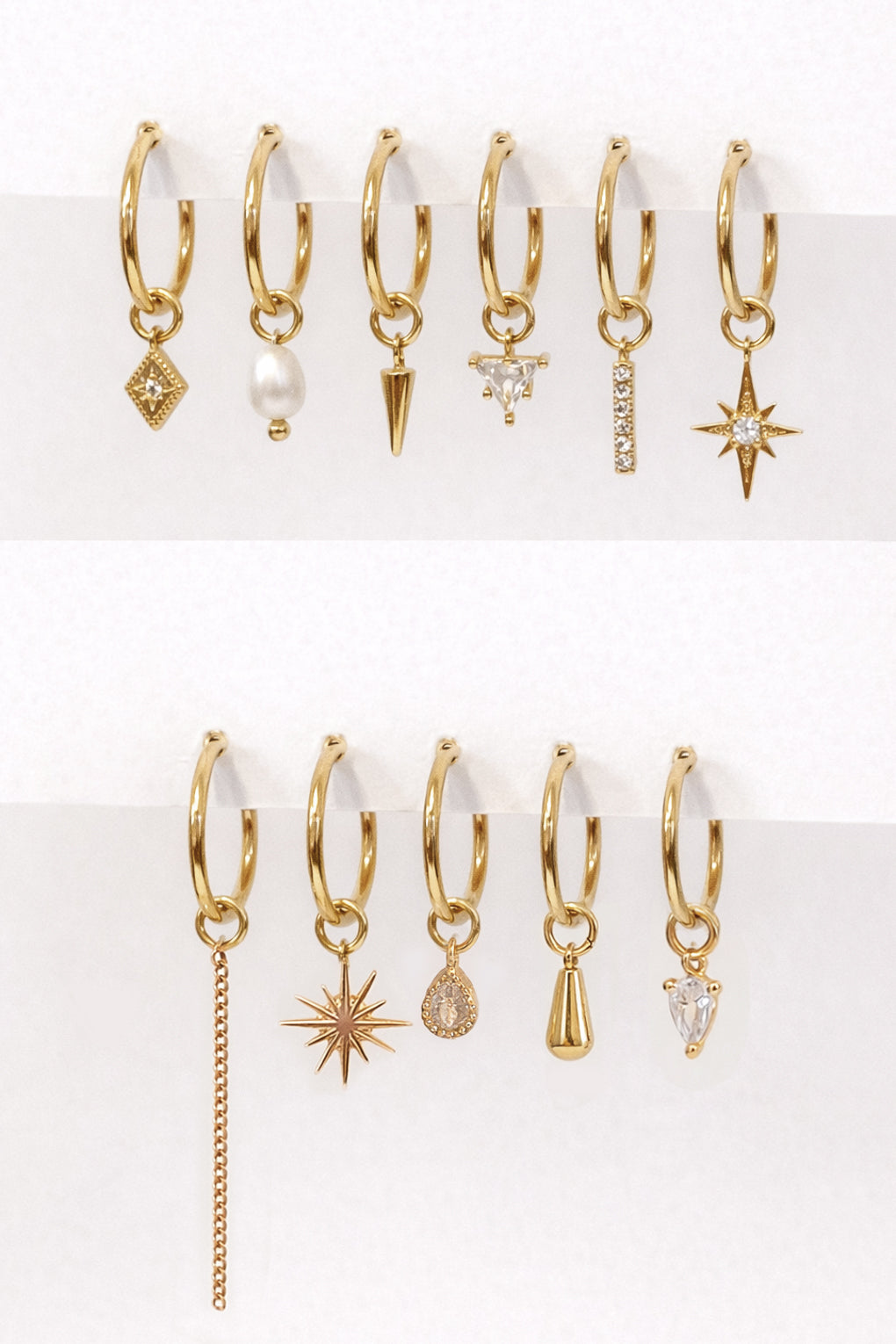 14k gold hoop earrings with replaceable pendants