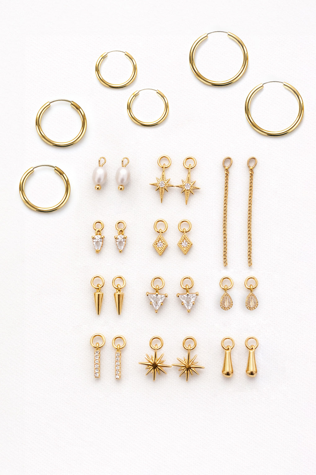 14k gold hoop earrings with replaceable pendants