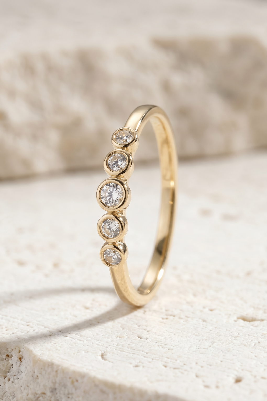 14K Gold 5 Diamonds Ring