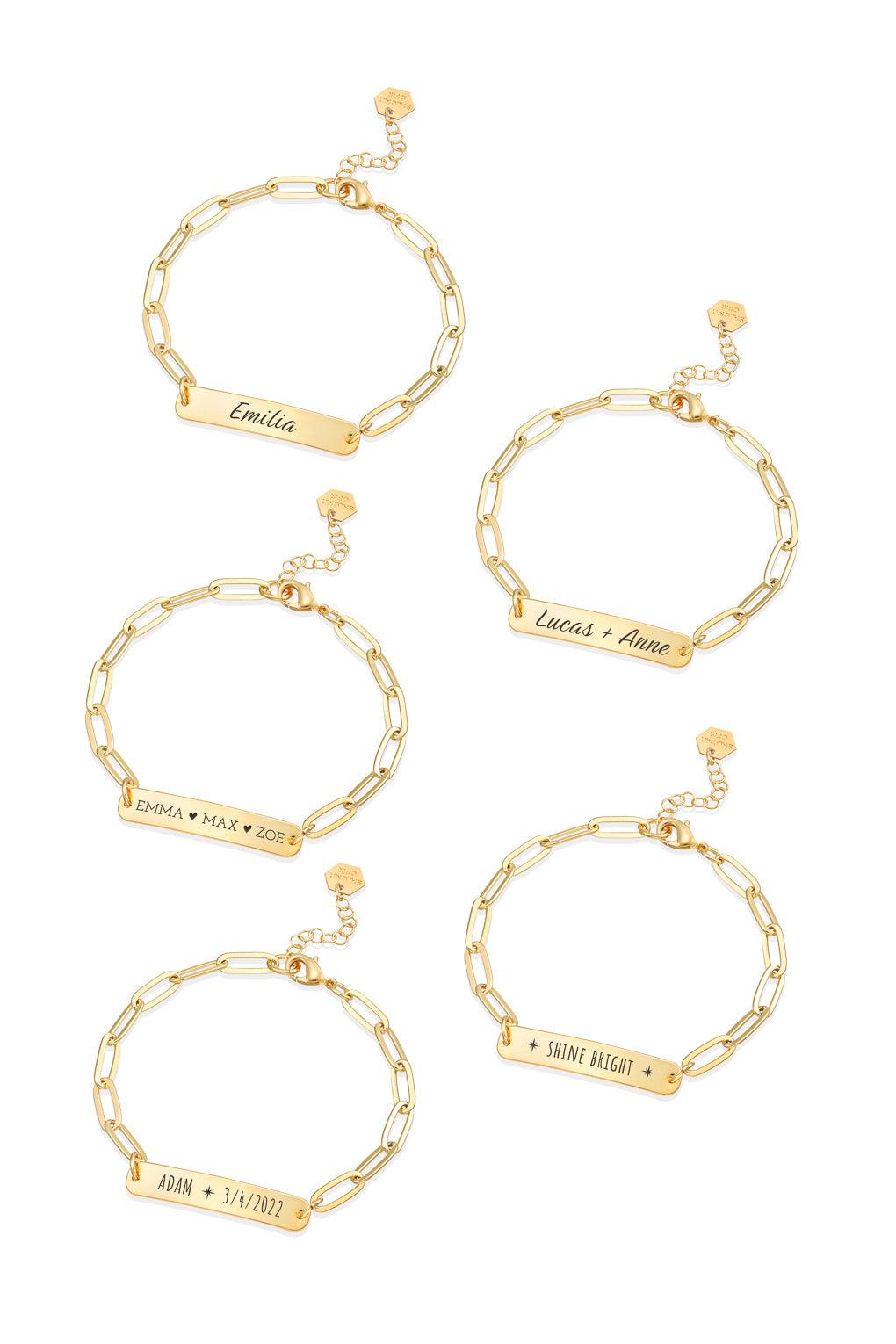 Custom Engraved Link Bar Bracelet