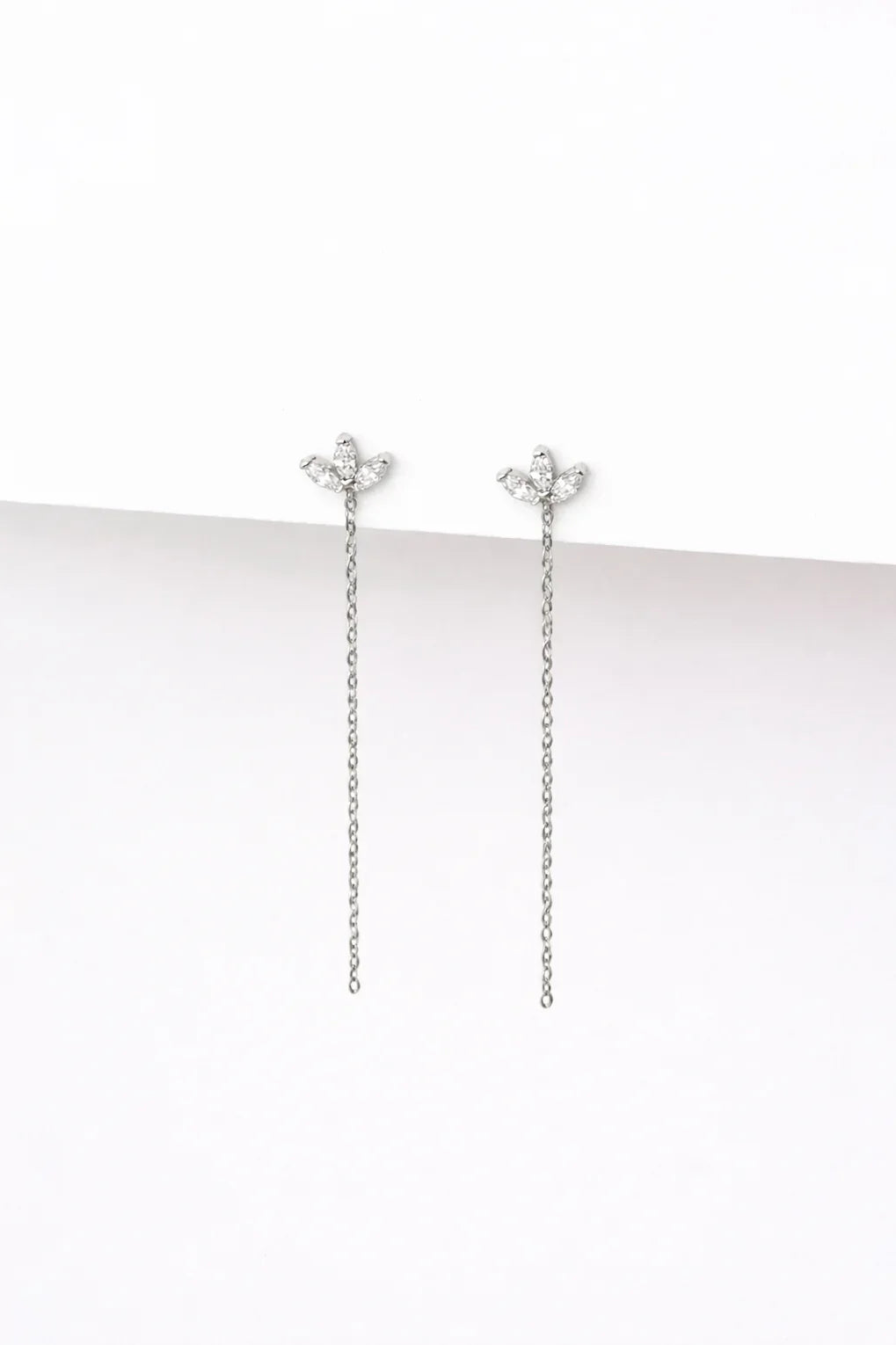Long Lotus earrings in 14K gold