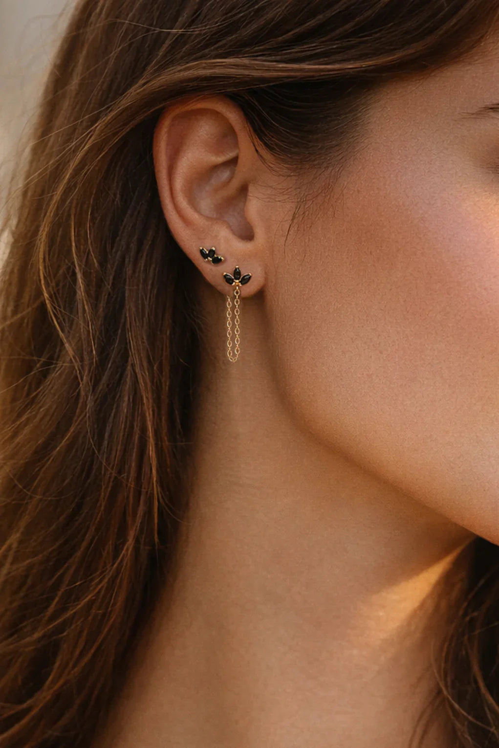 Lotus post earrings in 14K gold