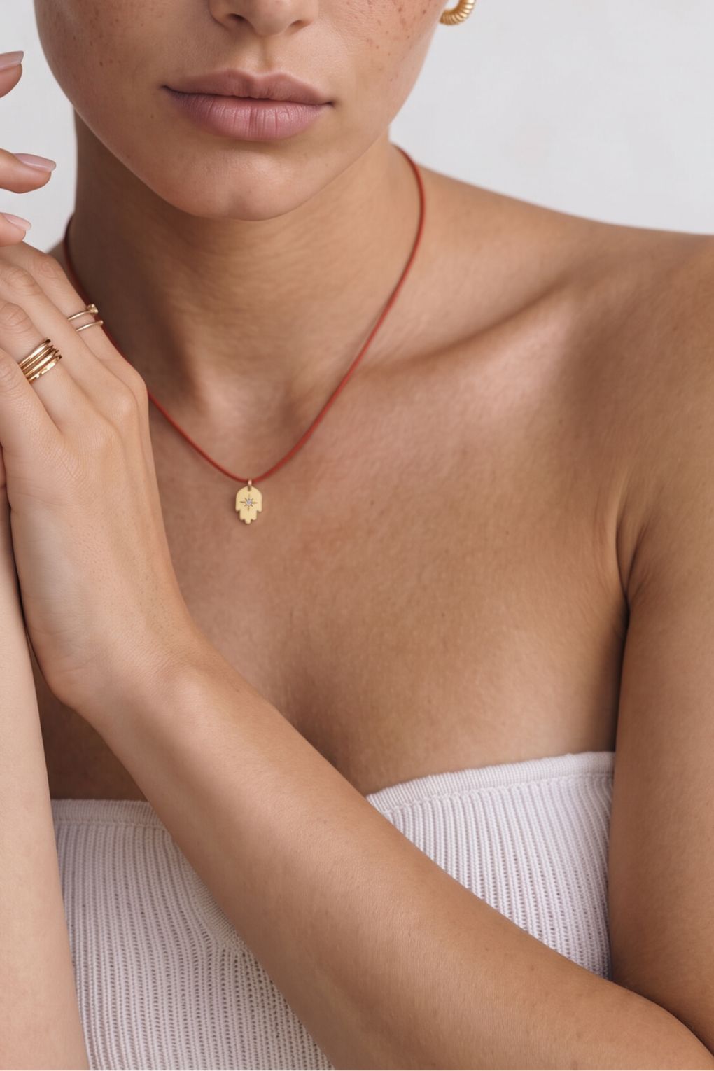 Hamsa Pendant Necklace on colored cord