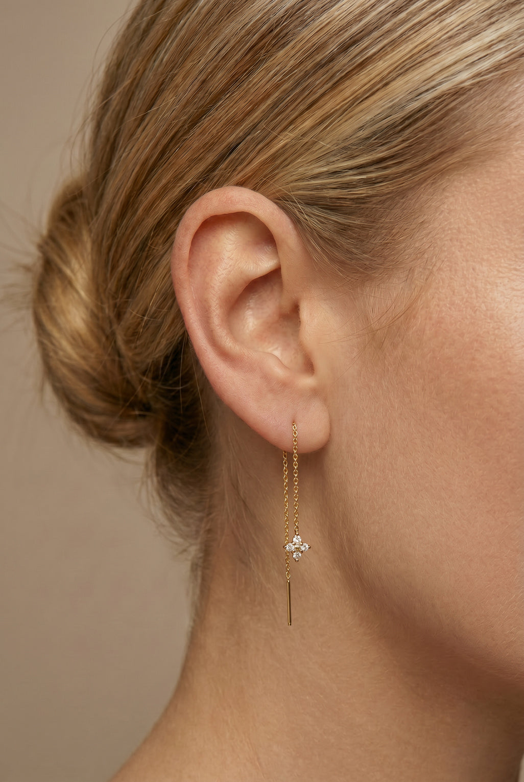 Long Daffodil earrings in 14K gold