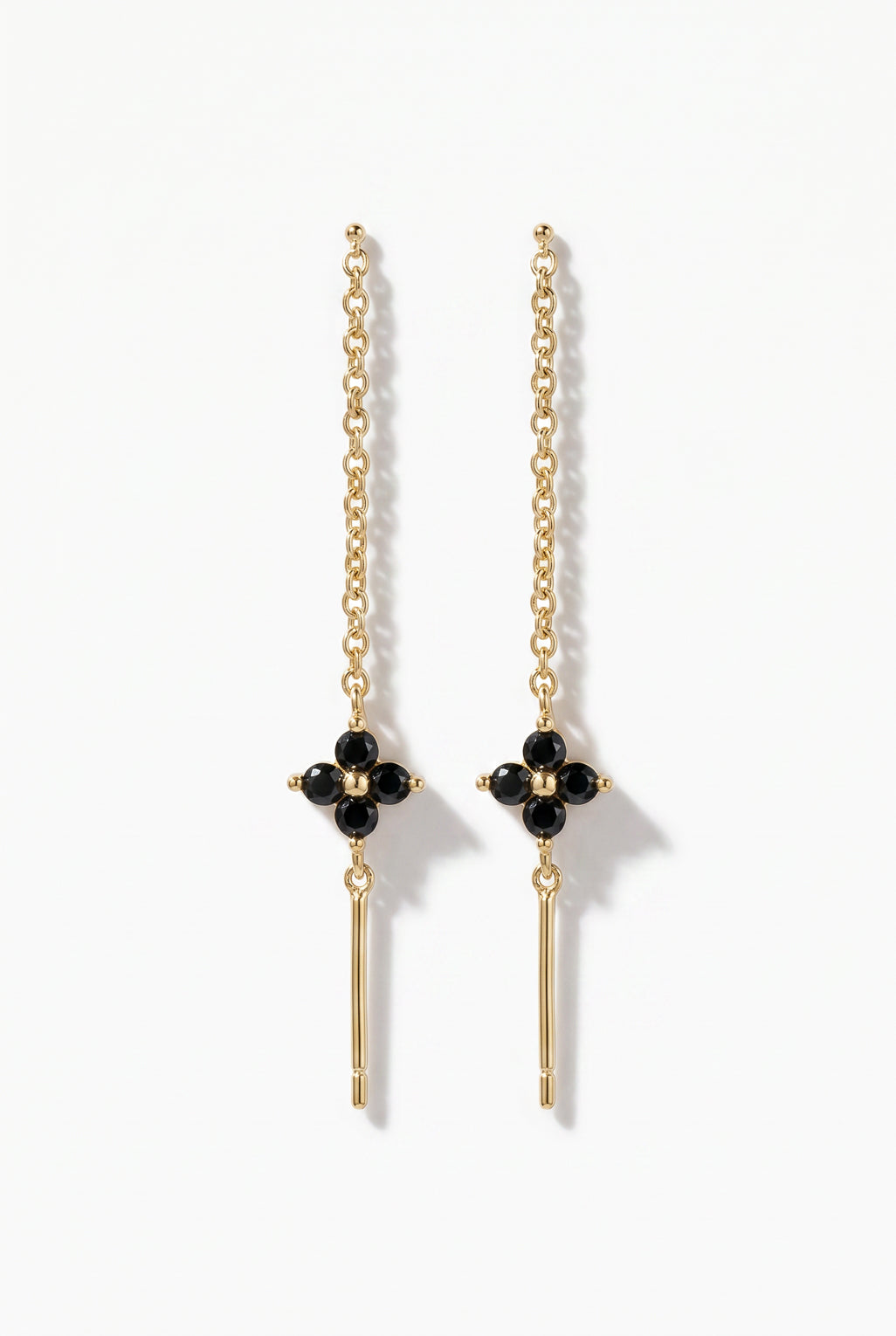Long Daffodil earrings in 14K gold