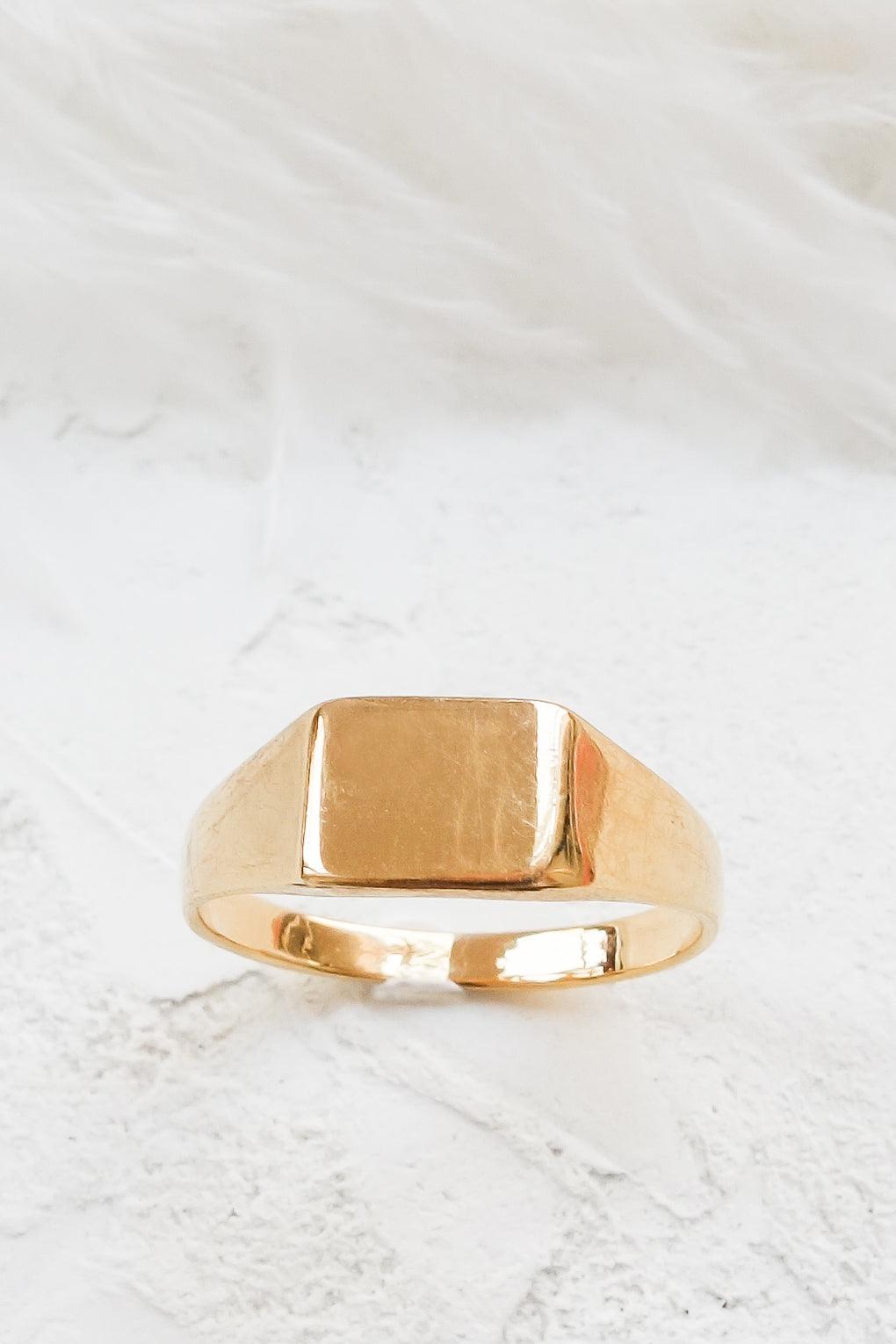 14K Gold SQUARE SIGNET RING