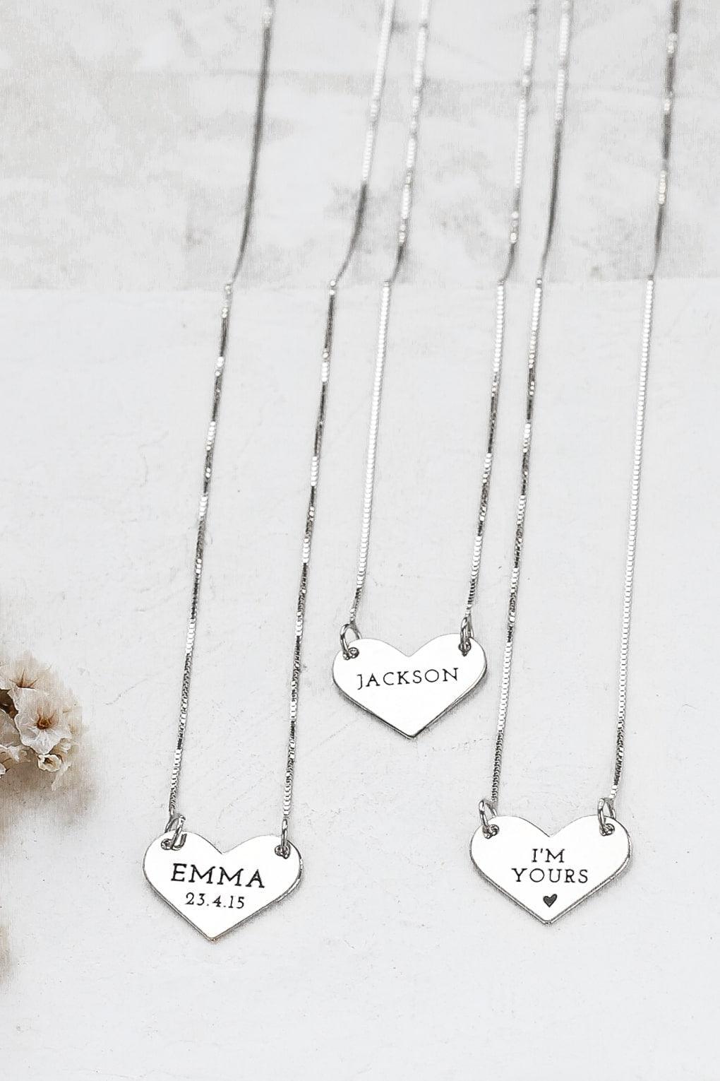 Custom Engraved 14K Gold Heart Necklace