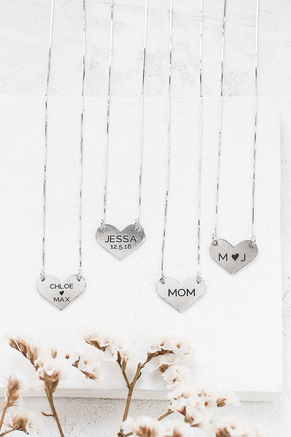 Custom Engraved 14K Gold Heart Necklace