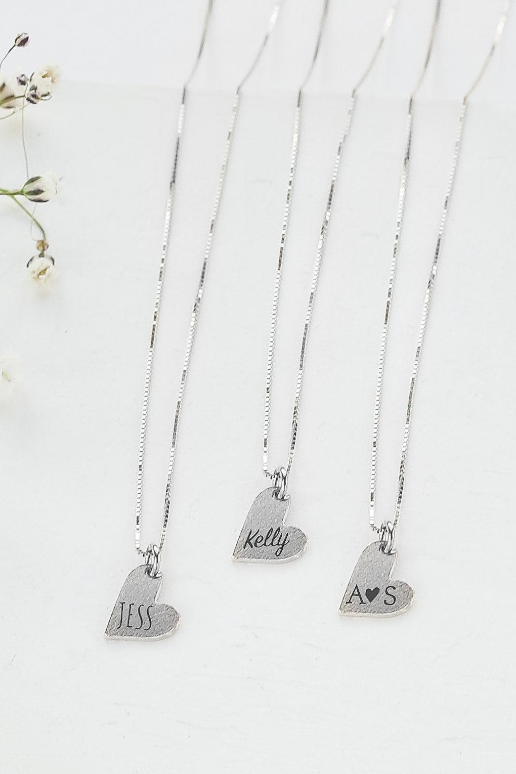 Custom Engraved 14K Small Gold Heart Necklace