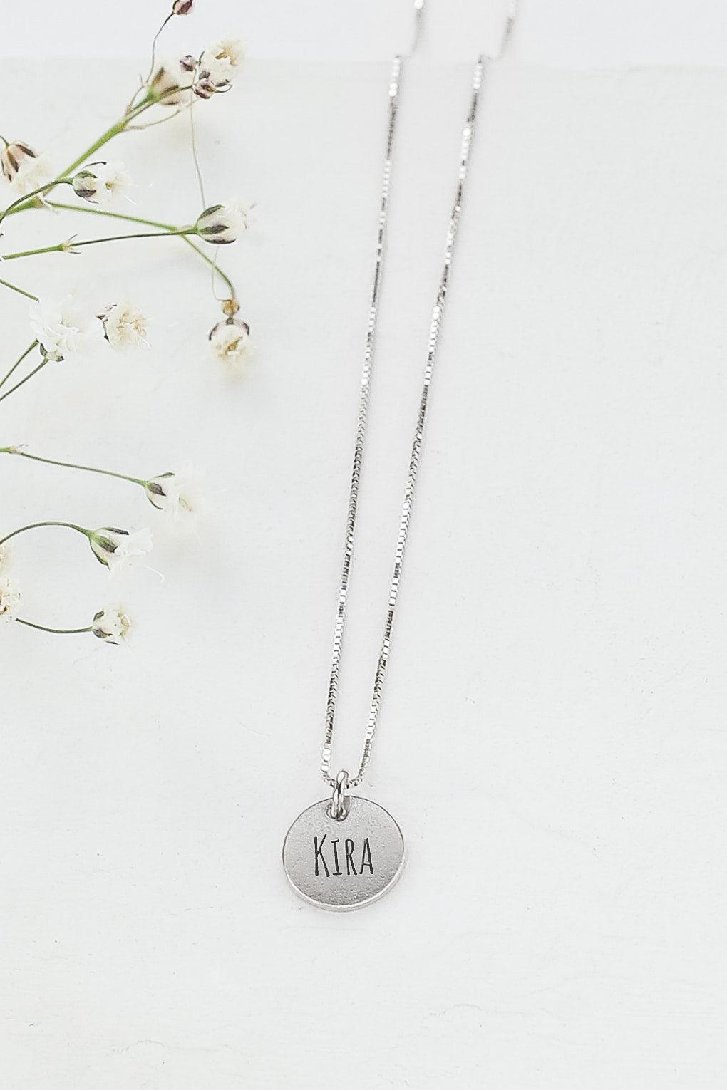 Custom Engraved 14K Gold Disc Necklace