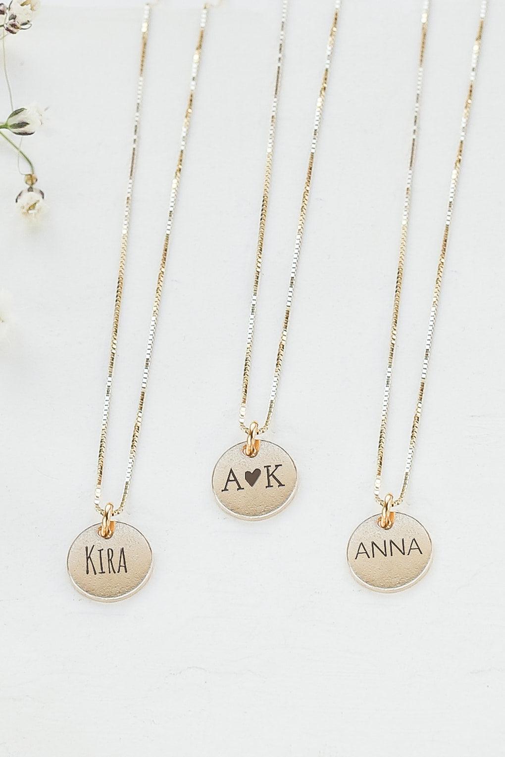 Custom Engraved 14K Gold Disc Necklace