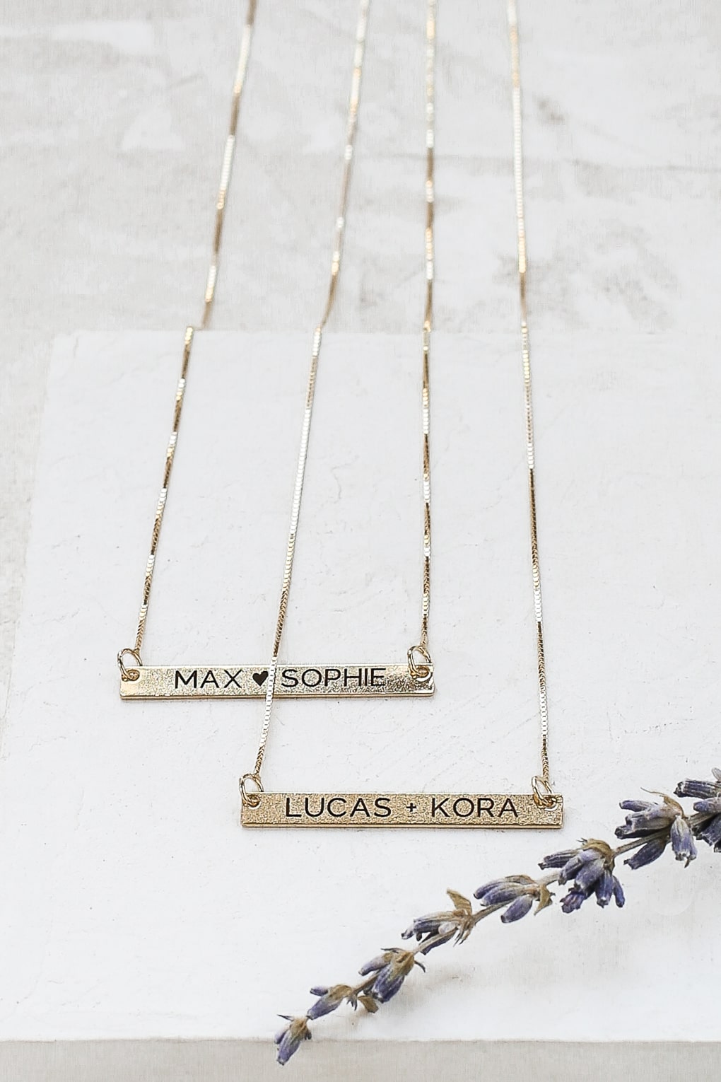 ENGRAVED GOLD BAR NECKLACE