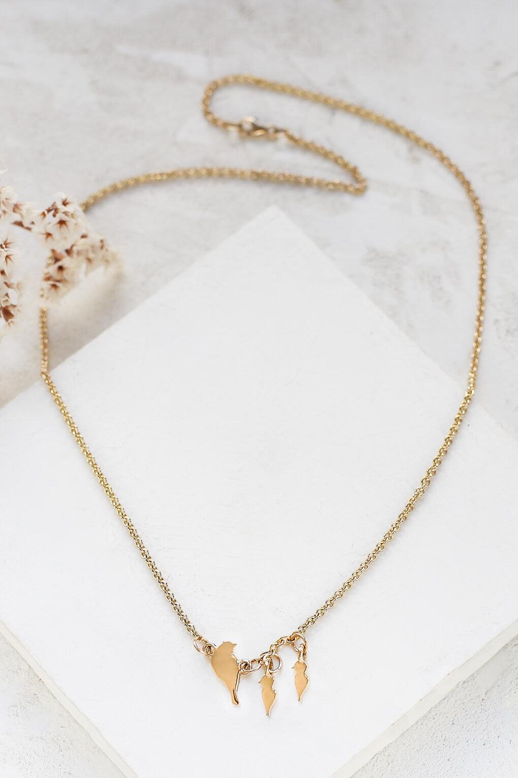 14K gold Baby bird necklace