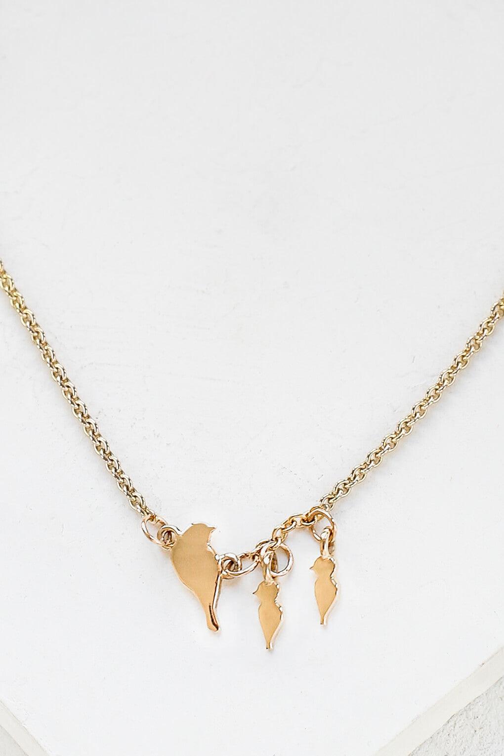 14K gold Baby bird necklace