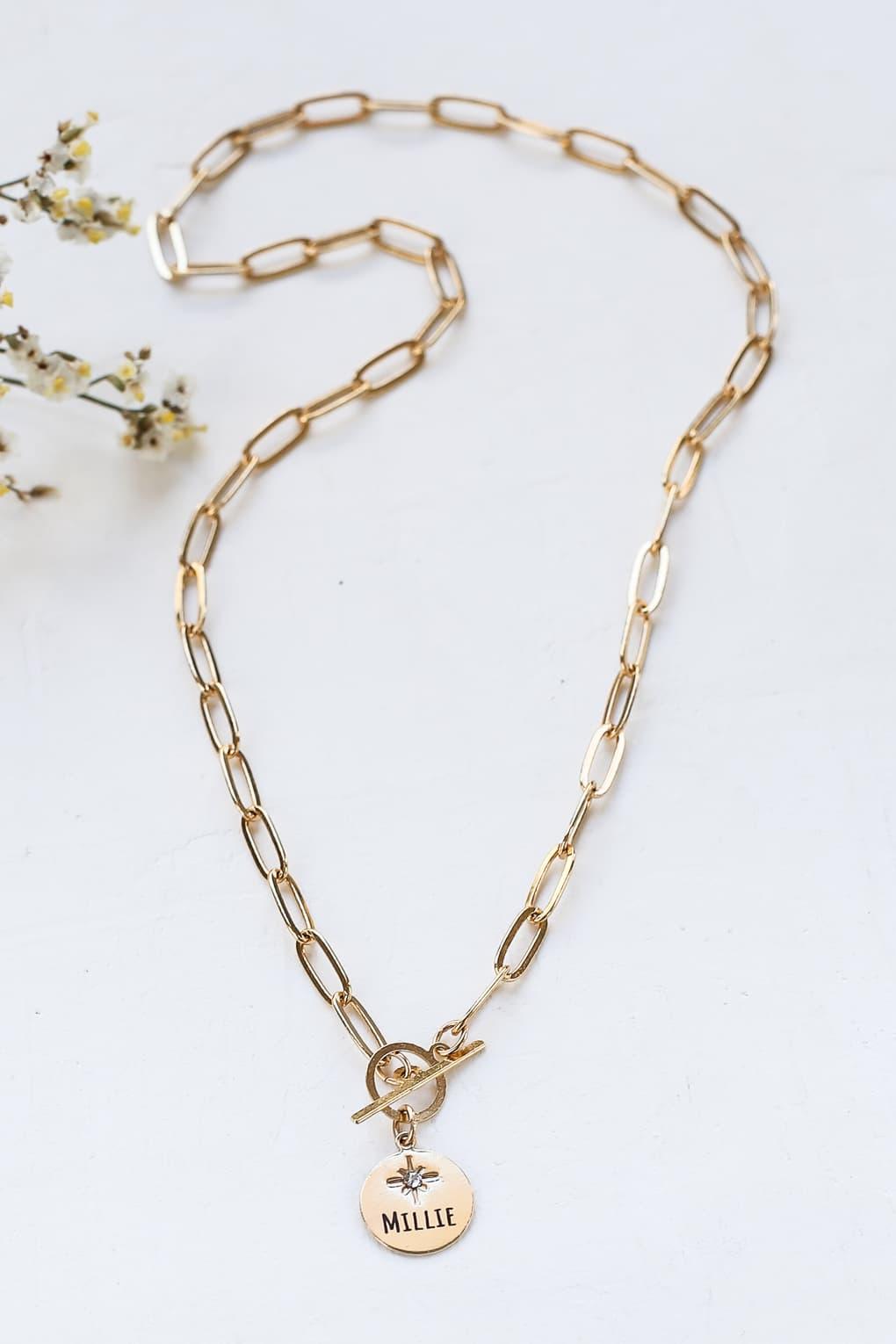 Link Necklace with Custom Engraved Disc