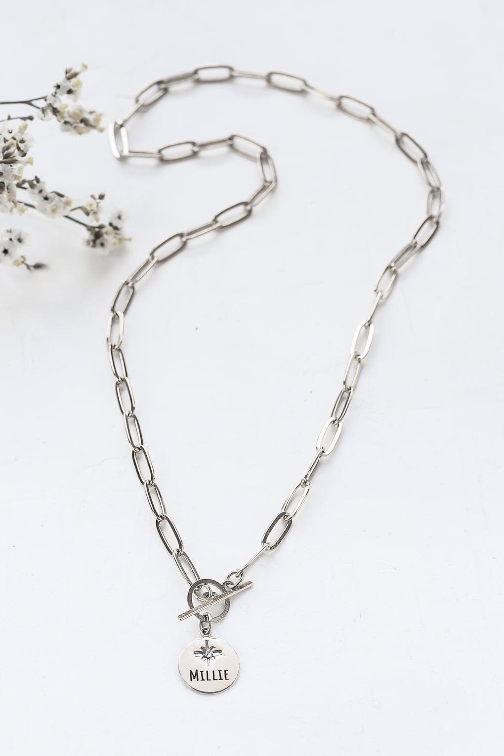 Link Necklace with Custom Engraved Disc