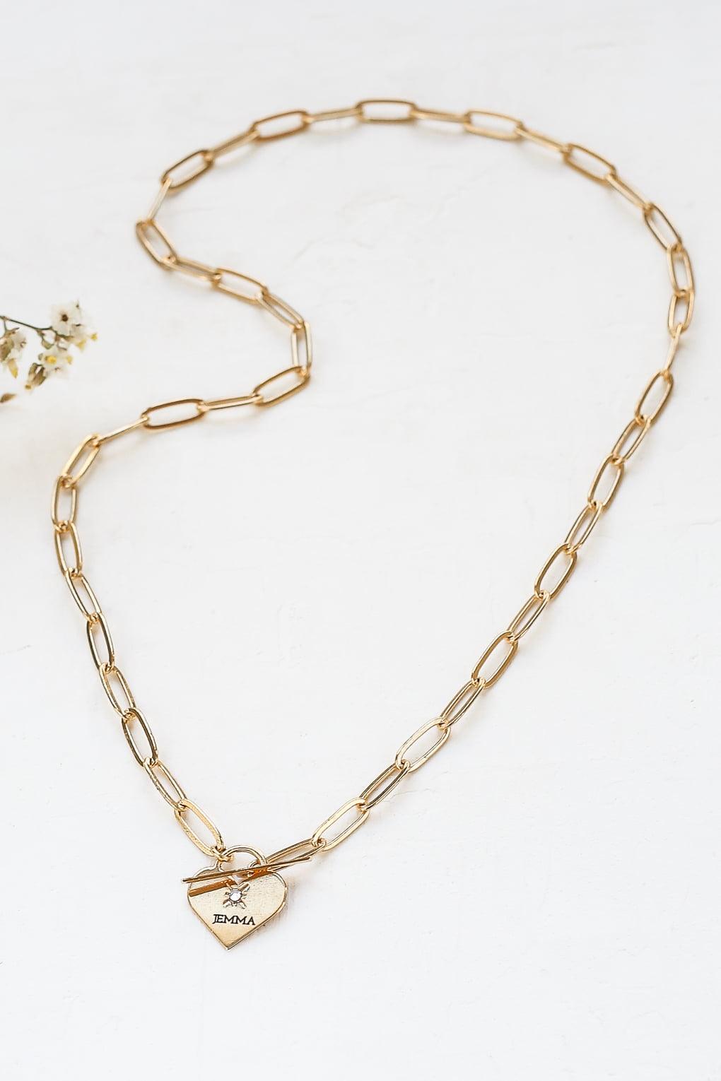 Link Necklace with Custom Engraved Heart