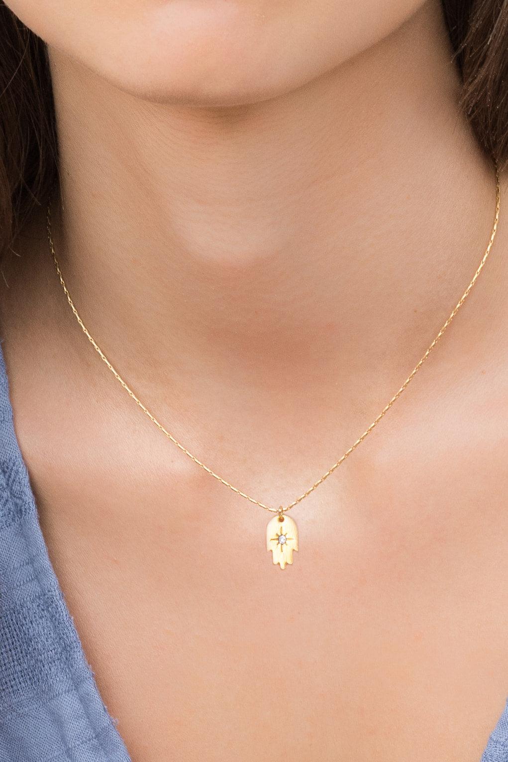 Embellished Hamsa Necklace