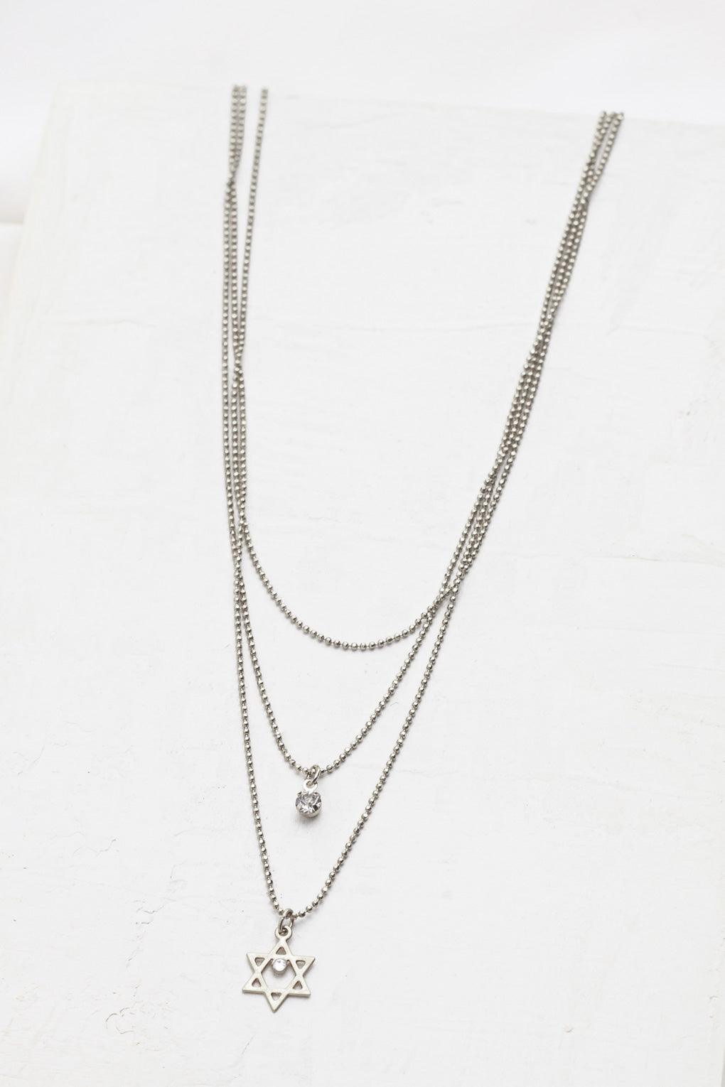 3 Layered Star of David Necklace