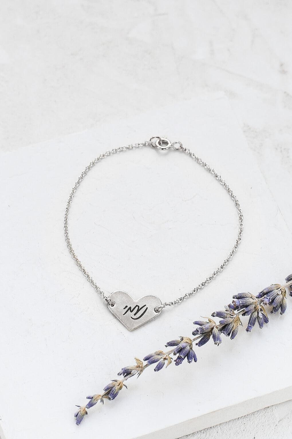 Custom Engraved 14K Gold Heart Bracelet