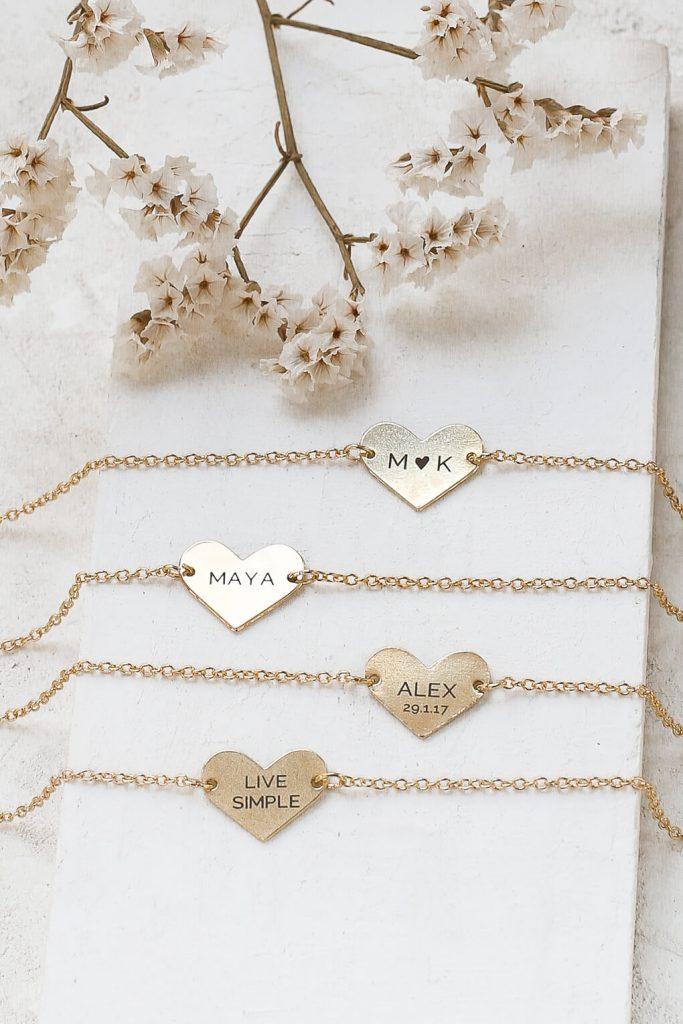 Custom Engraved Wide Heart Bracelet