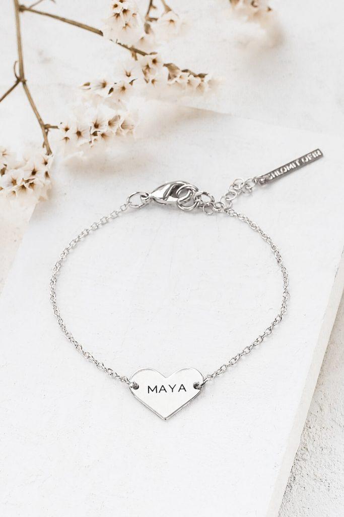 Custom Engraved Wide Heart Bracelet