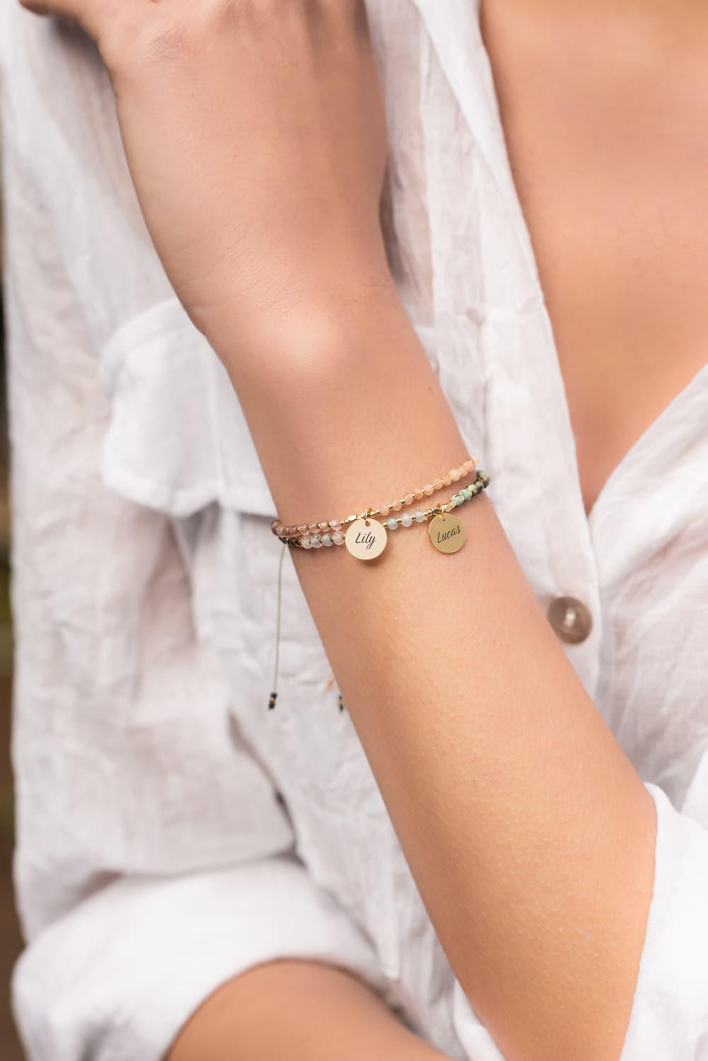 Custom Engraved Stones Bracelet