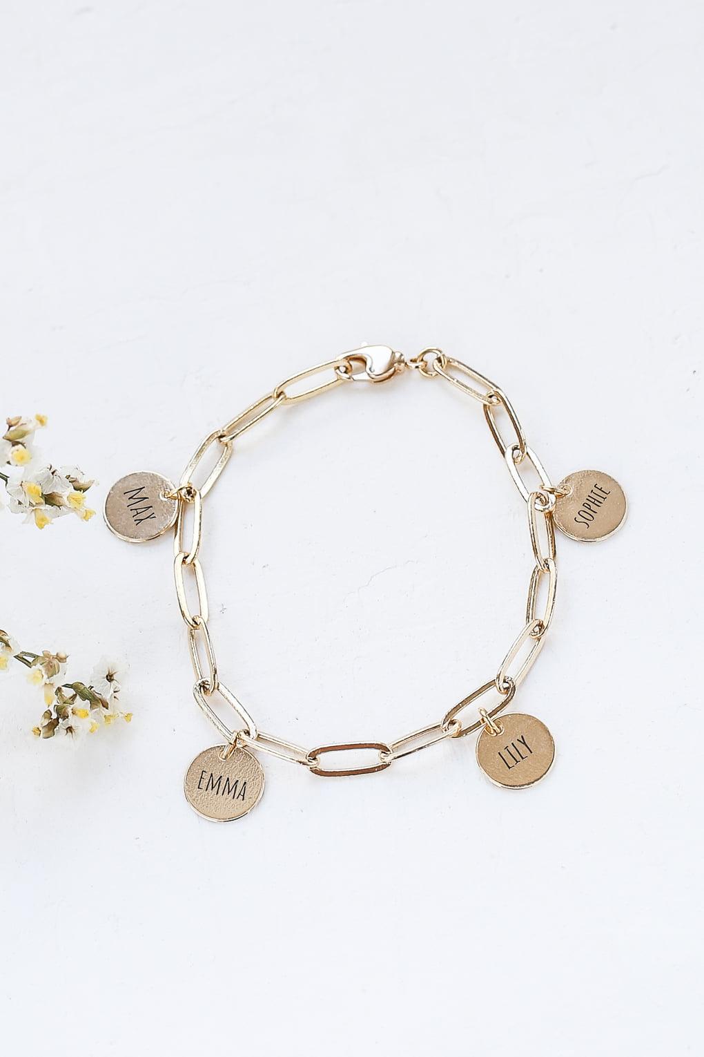 Link Bracelet with Custom Engraved Discs