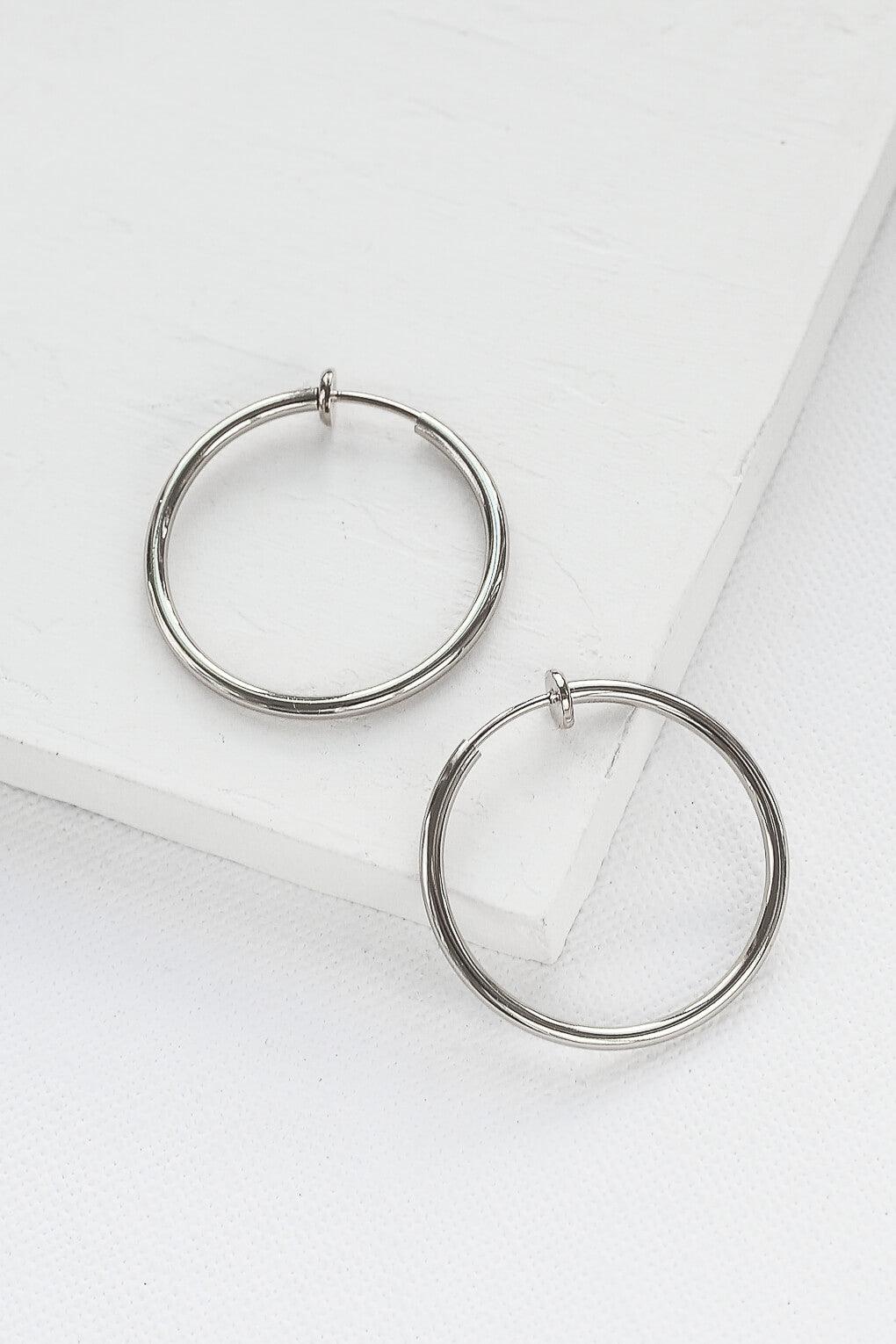25 mm Clip-On Hoop Earrings