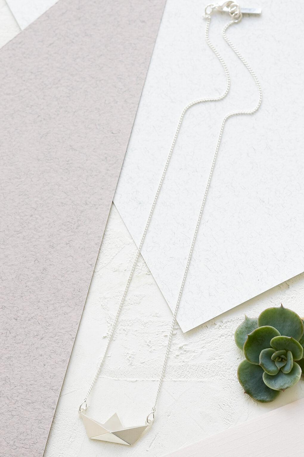 Short Paper Boat Necklace