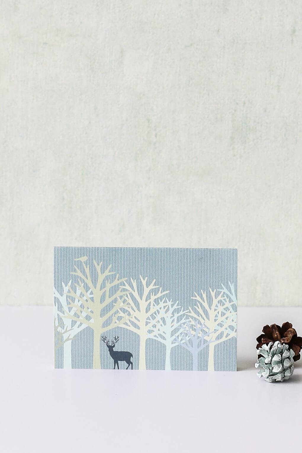 Scandinavian Design Note Card - Deer in the Woods