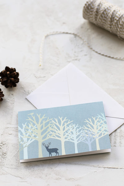 Scandinavian Design Note Card - Deer in the Woods