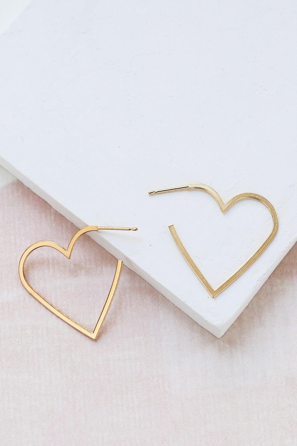 Large Heart Contour Earrings