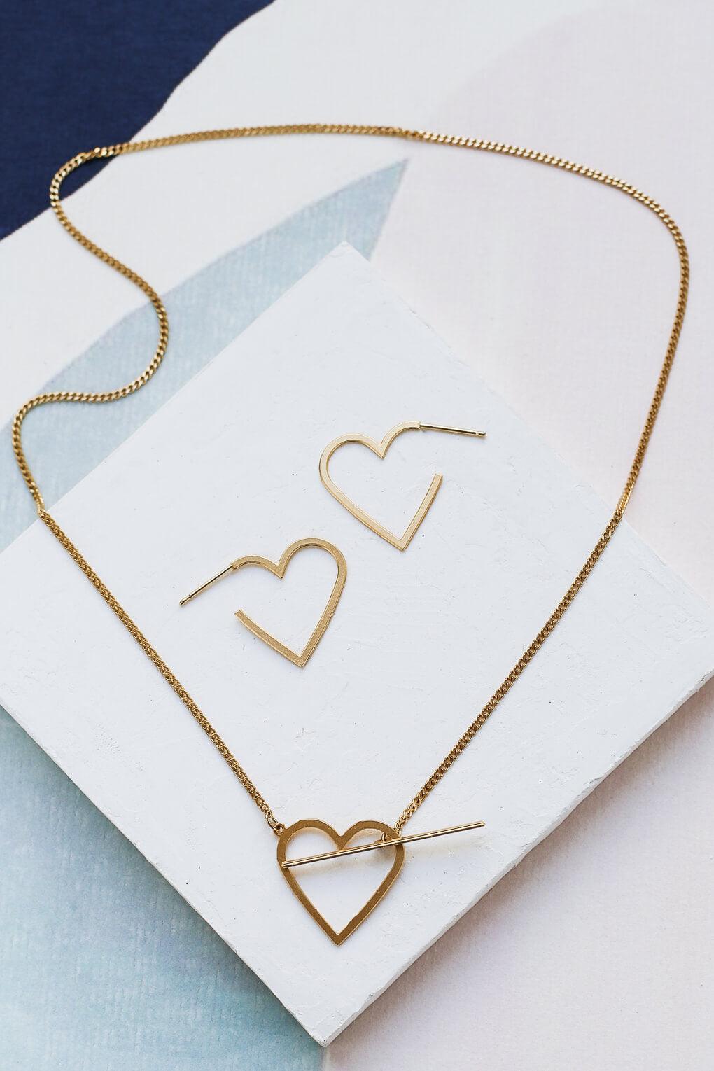 Small Heart Contour Earrings